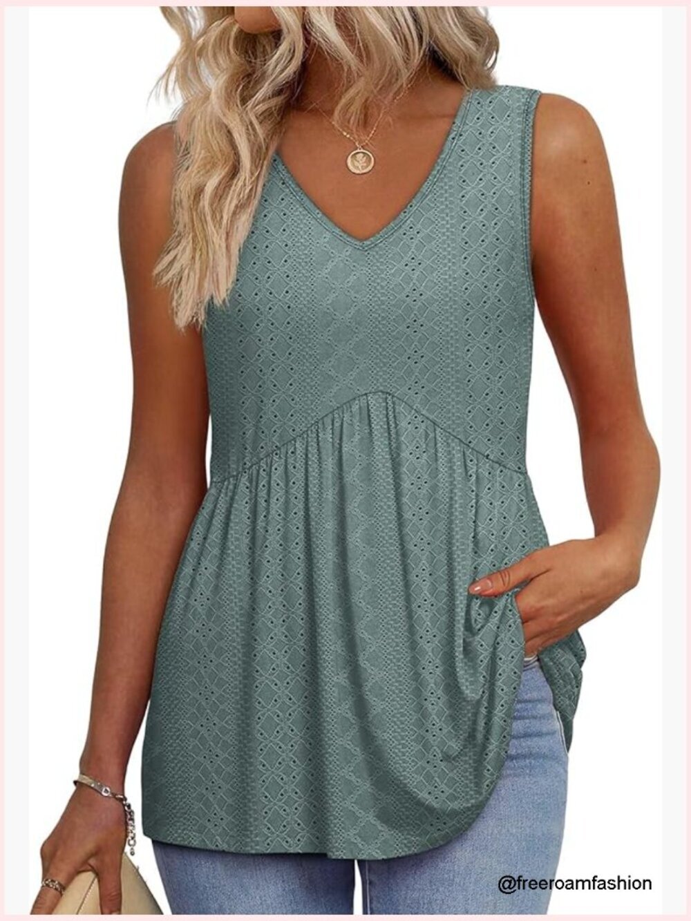 Flowy Peplum Tank Top Sleeveless V Neck Babydoll Tunic